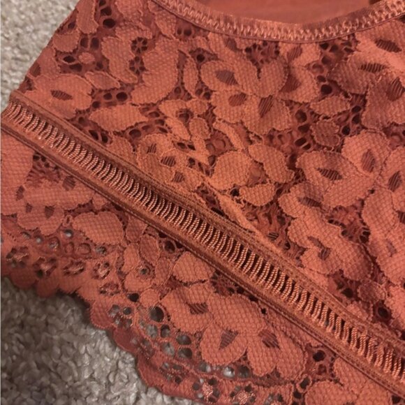 Victoria's Secret Rust Long Line Plunge Deep V Crop Lace Bralette Bra - Picture 5 of 8